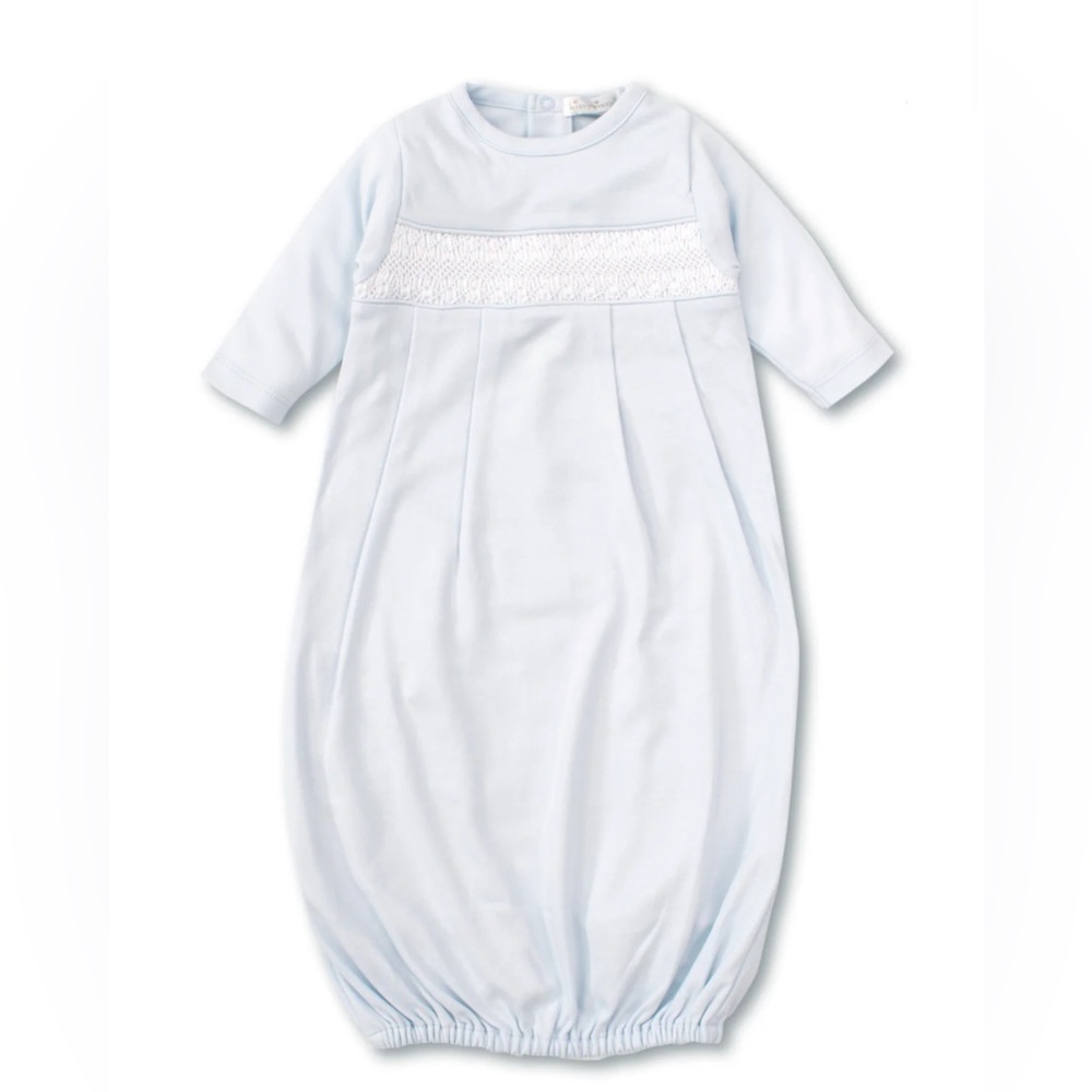 Kissy Kissy Hand Smocked CLB Charmed Blue Sack Gown